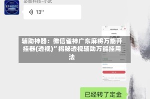辅助神器：微信雀神广东麻将万能开挂器(透视)”揭秘透视辅助万能挂用法