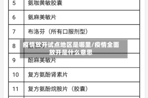疫情放开试点地区是哪里/疫情全面放开是什么意思