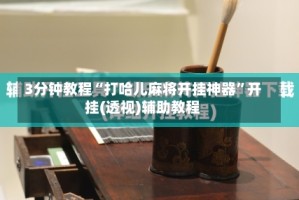 3分钟教程“打哈儿麻将开挂神器”开挂(透视)辅助教程