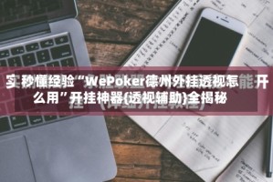 秒懂经验“WePoker德州外挂透视怎么用”开挂神器{透视辅助}全揭秘