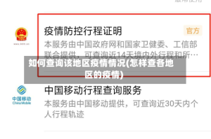 如何查询该地区疫情情况(怎样查各地区的疫情)